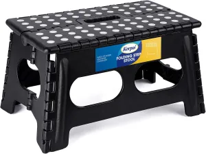 Korpai 9" Folding Step Stool for Adults and Kids 15-Inch Extra Wide Stool Holds Up to 300 lbs,Non-Slip Folding Stools with Handle,Compact Plastic Foldable Step Stool for Bathroom,Kitchen,ect