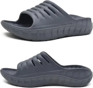 KuaiLu Mens Recovery Sandals Orthotic Thick Cushion Open Toe Sport Slides, Reduces Stress on Feet With Comfortable Plantar Fasciitis, Joints & Back Post-Exercise
