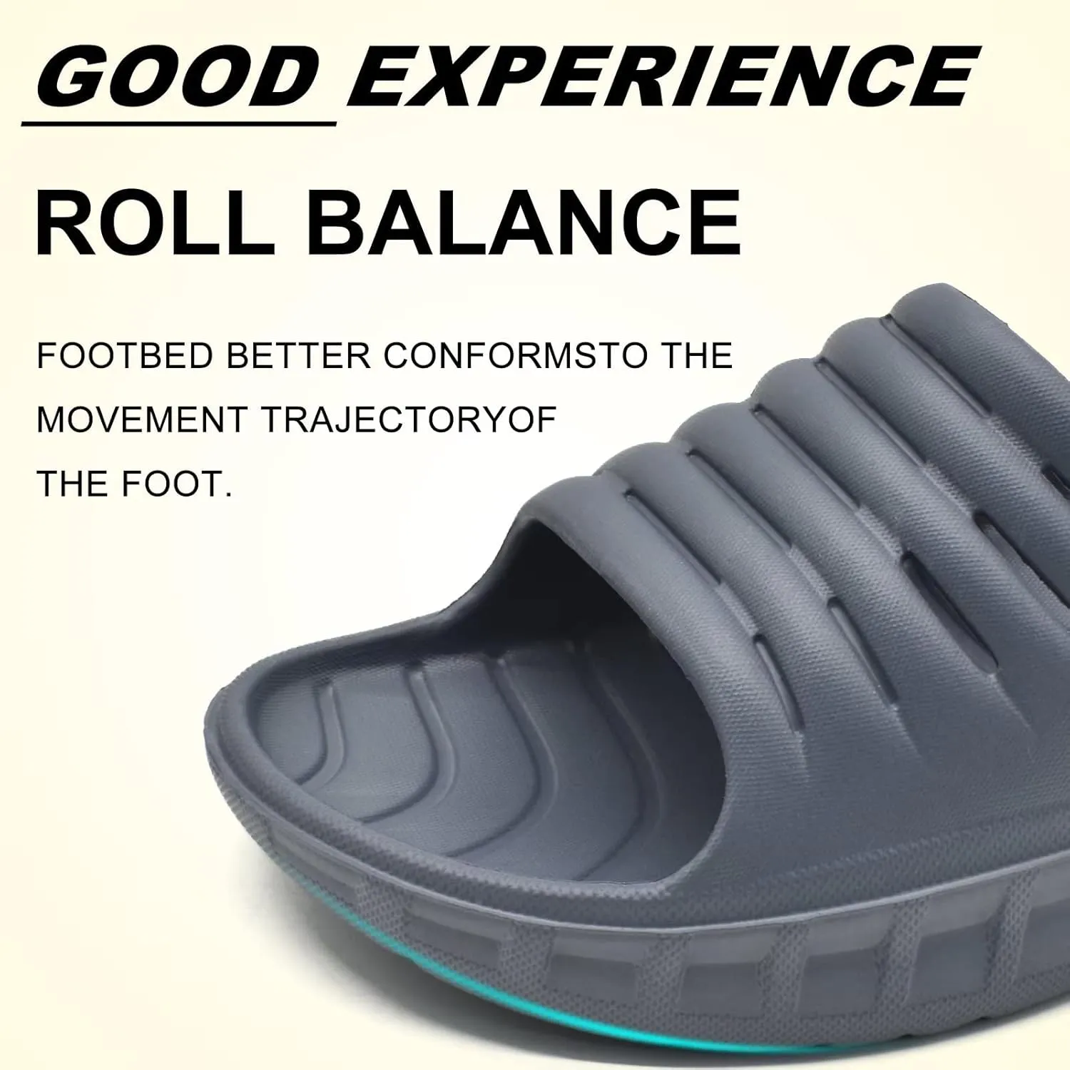 KuaiLu Mens Recovery Sandals Orthotic Thick Cushion Open Toe Sport Slides, Reduces Stress on Feet With Comfortable Plantar Fasciitis, Joints & Back Post-Exercise
