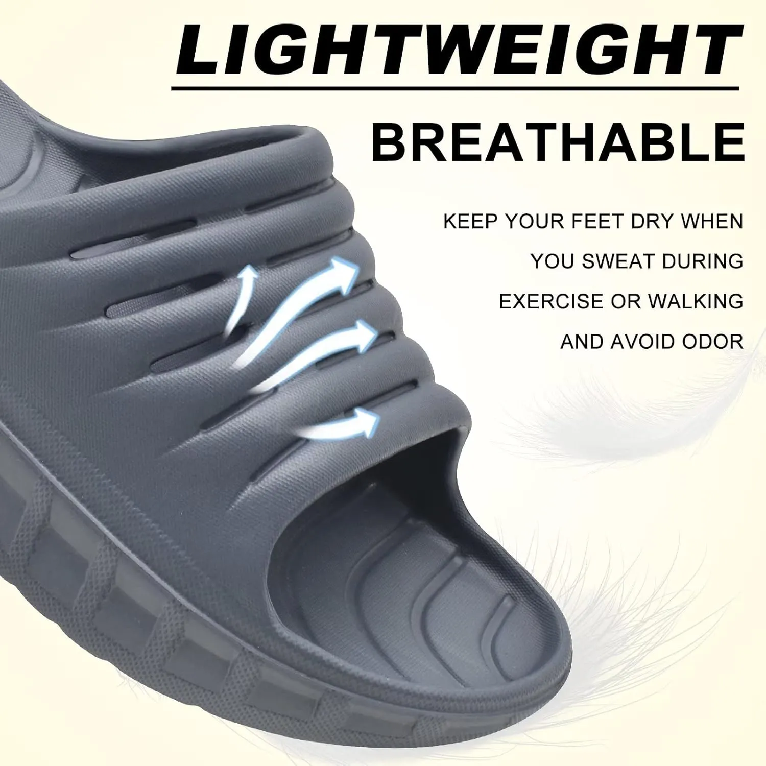 KuaiLu Mens Recovery Sandals Orthotic Thick Cushion Open Toe Sport Slides, Reduces Stress on Feet With Comfortable Plantar Fasciitis, Joints & Back Post-Exercise