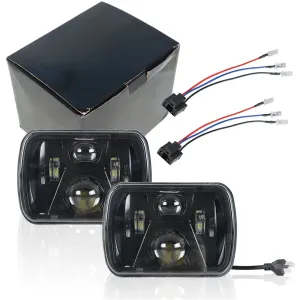 labwork 5x7 7x6 LED Headlight Hi-Lo Beam Halo DRL Left and Right For Jeep Cherokee XJ YJ