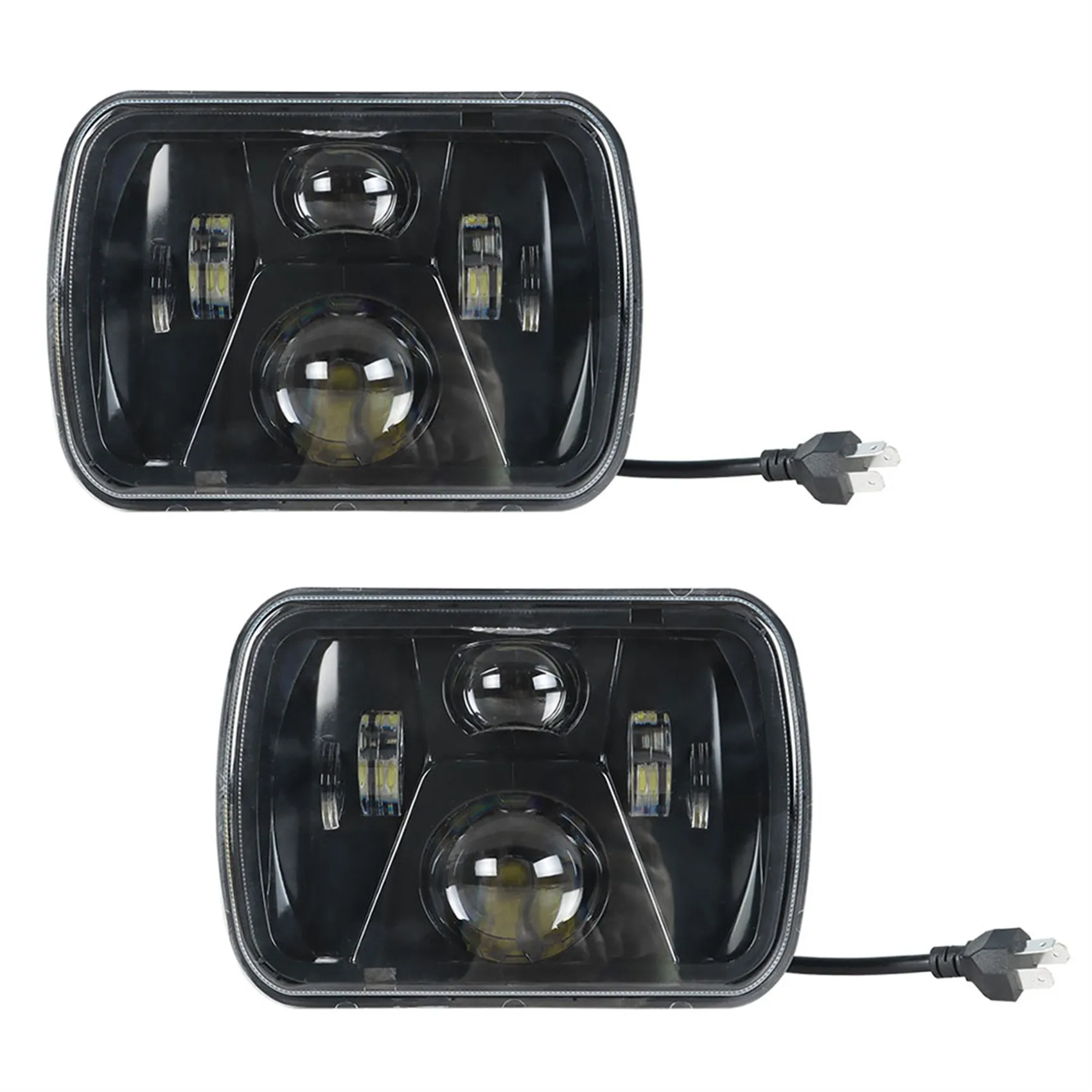 labwork 5x7 7x6 LED Headlight Hi-Lo Beam Halo DRL Left and Right For Jeep Cherokee XJ YJ