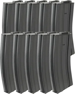 Lancer Tactical 120 Round Mid-Cap G2 Steel 6mm M4 / M16 AEG Airsoft Magazine Clip-10 Pack