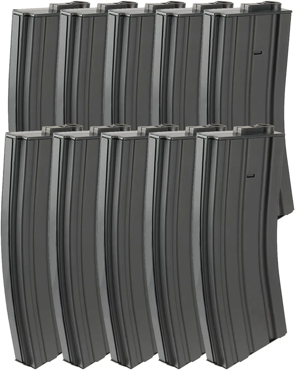 Lancer Tactical 120 Round Mid-Cap G2 Steel 6mm M4 / M16 AEG Airsoft Magazine Clip-10 Pack