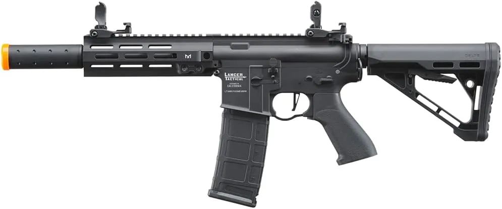 Lancer Tactical Nitro 7" MLOK Proline Series M4 Airsoft Rifle w/Delta Stock (Color: Black)