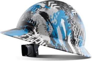 LANON Full Brim Hard Hat, OSHA Construction Work Approved, Premium Blue Pattern Design, FRP Safety Helmet with 4 Point Adjustable Ratchet Suspension, Class C