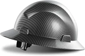 LANON Full Brim Hard Hat, OSHA Construction Work Approved, Premium Charcoal Gray Design, FRP Safety Helmet with 4 Point Adjustable Ratchet Suspension, Class C