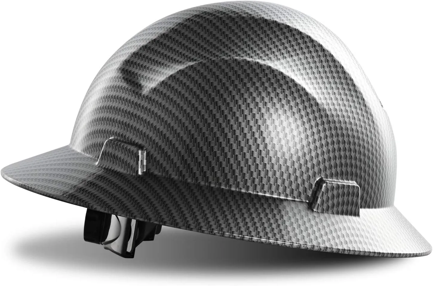 LANON Full Brim Hard Hat, OSHA Construction Work Approved, Premium Charcoal Gray Design, FRP Safety Helmet with 4 Point Adjustable Ratchet Suspension, Class C