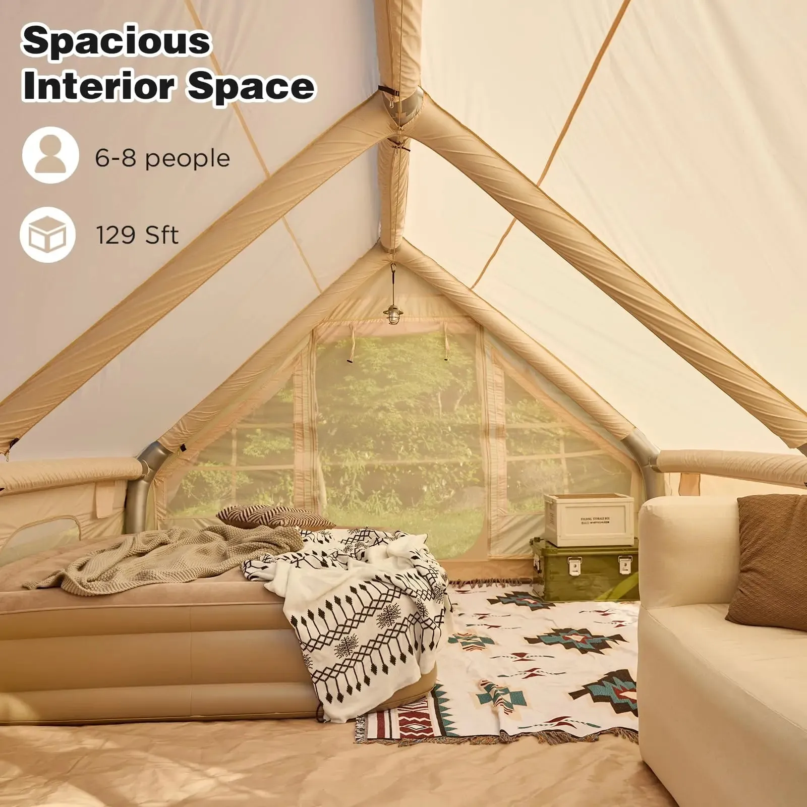 Large 4 Season Inflatable Camping Tent for 8 to 10 People