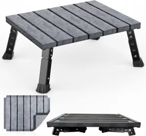 Large Platform RV Step with Cloth Cover and Anti-Slip Surface, 3-Level Adjustable Height, Light Aluminum Folding Step Stool, Supports Up to 1,000 lb - Ideal for RV and Multi-Use Scenarios