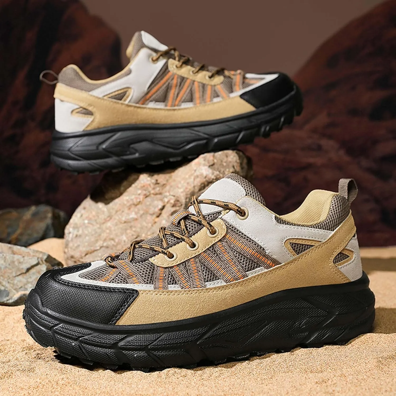 Large Size Hiking Shoes, Ultra Light Outdoor Leisure Rubber Sole, Four Season Sports Shoes