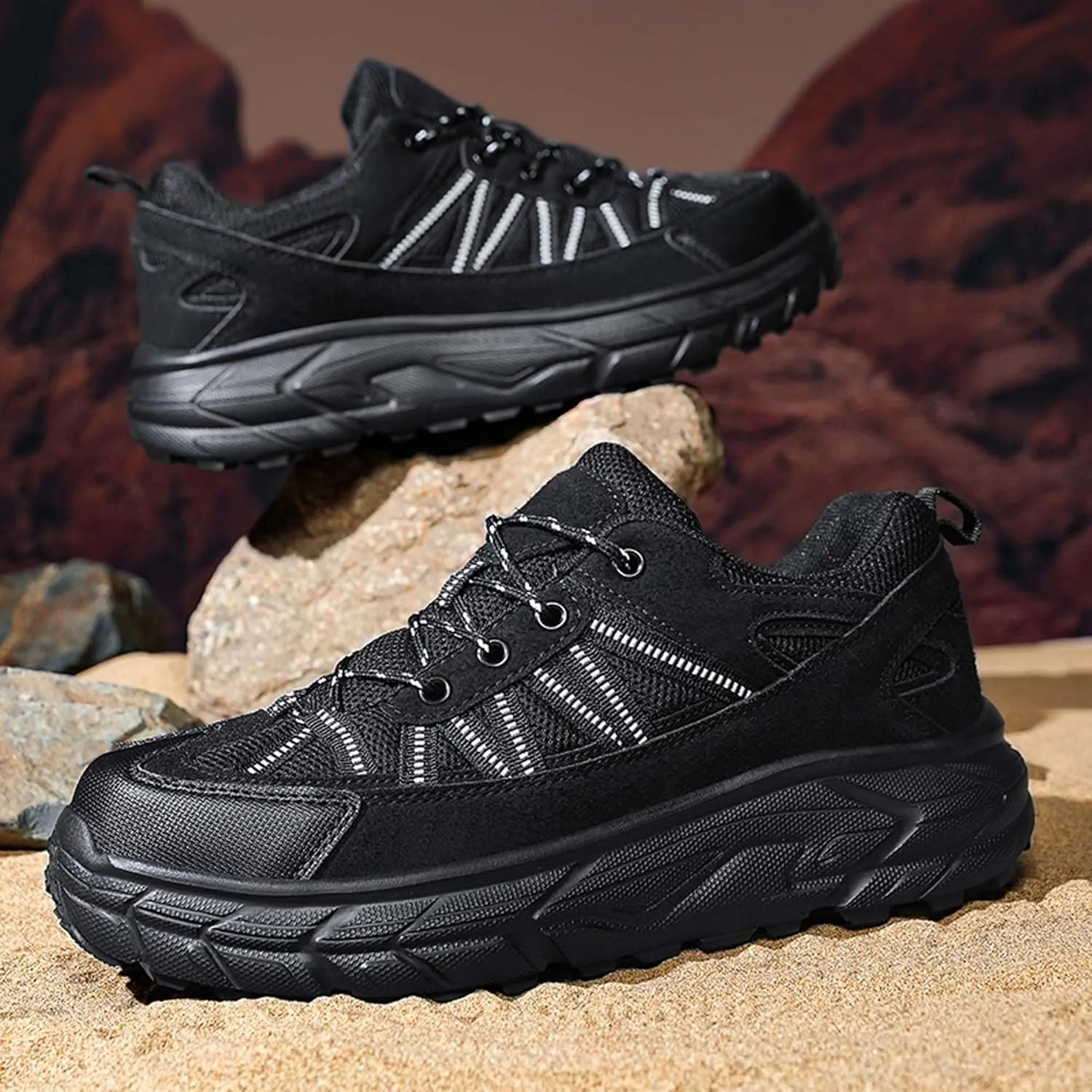 Large Size Hiking Shoes, Ultra Light Outdoor Leisure Rubber Sole, Four Season Sports Shoes