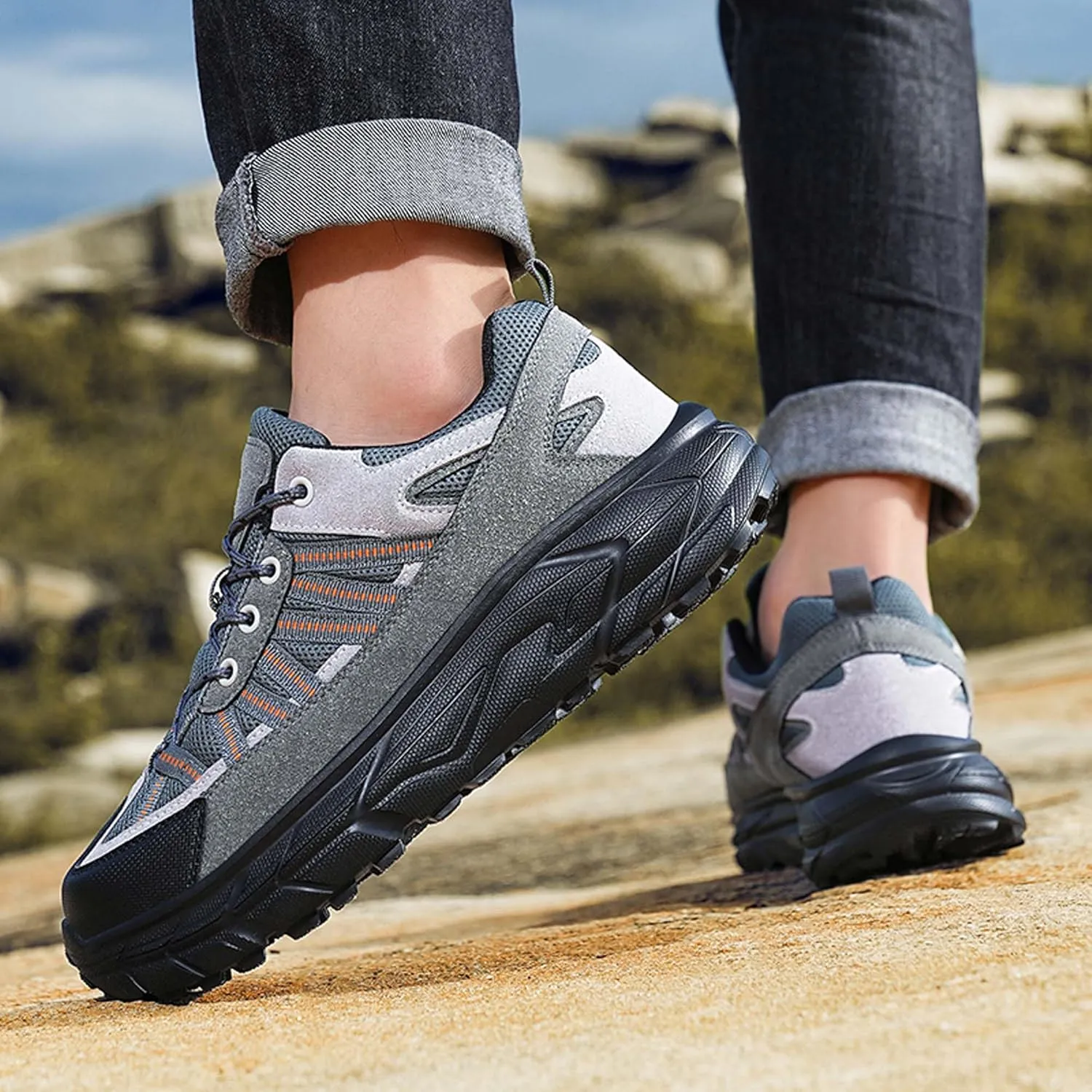 Large Size Hiking Shoes, Ultra Light Outdoor Leisure Rubber Sole, Four Season Sports Shoes