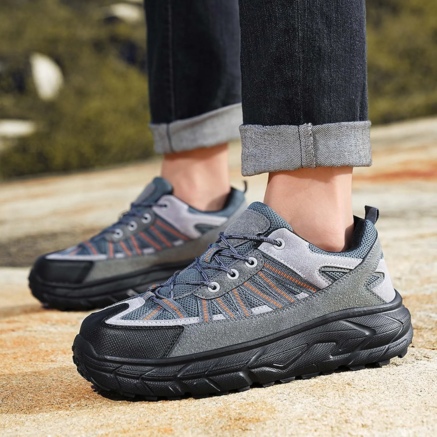 Large Size Hiking Shoes, Ultra Light Outdoor Leisure Rubber Sole, Four Season Sports Shoes