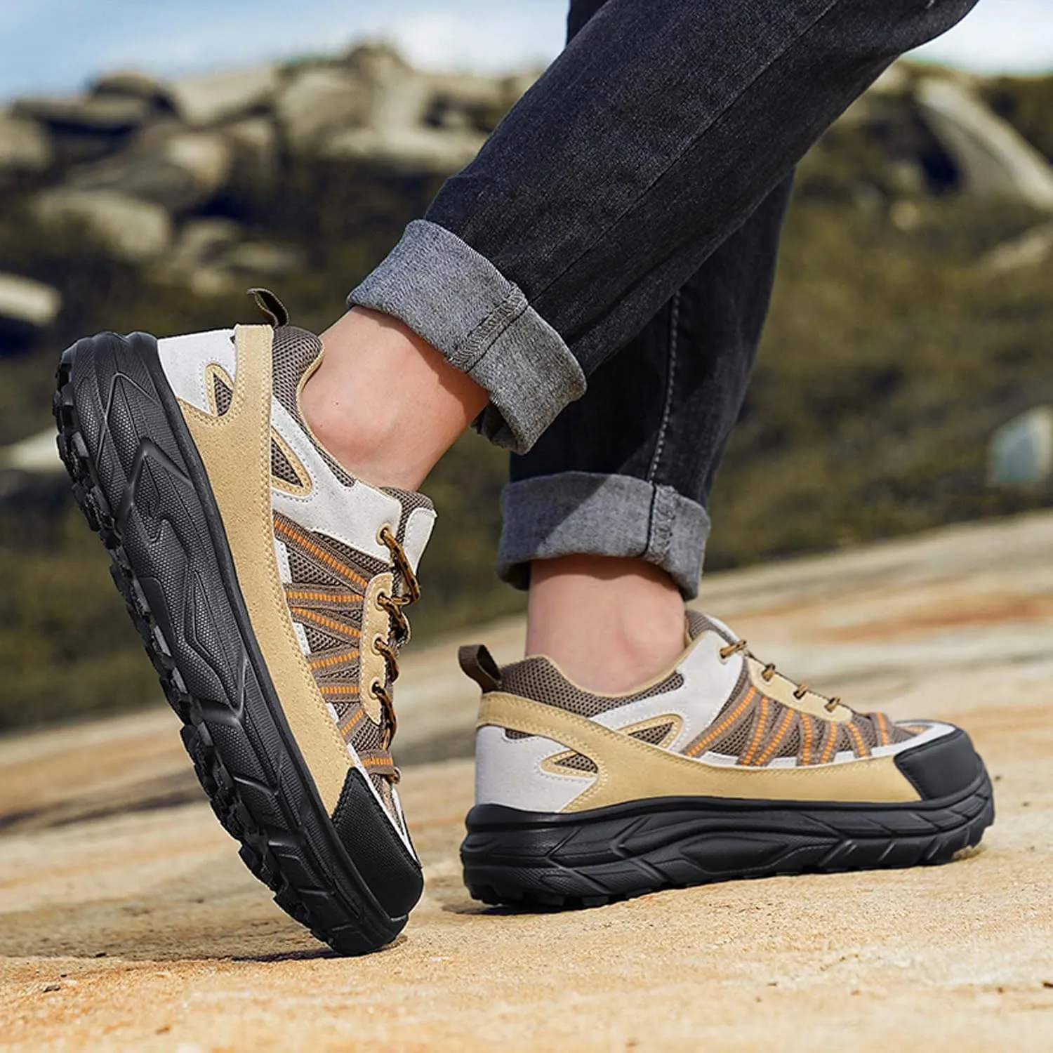 Large Size Hiking Shoes, Ultra Light Outdoor Leisure Rubber Sole, Four Season Sports Shoes