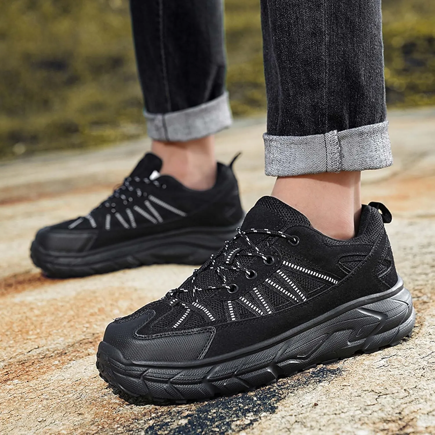 Large Size Hiking Shoes, Ultra Light Outdoor Leisure Rubber Sole, Four Season Sports Shoes