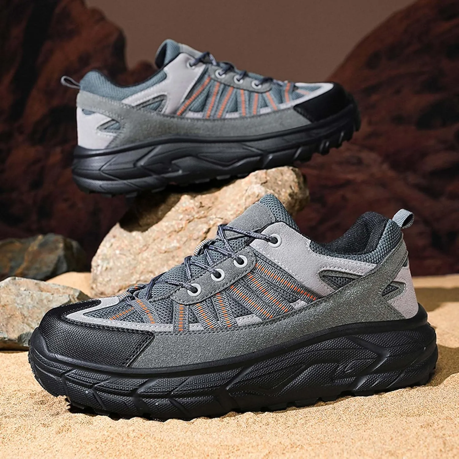 Large Size Hiking Shoes, Ultra Light Outdoor Leisure Rubber Sole, Four Season Sports Shoes