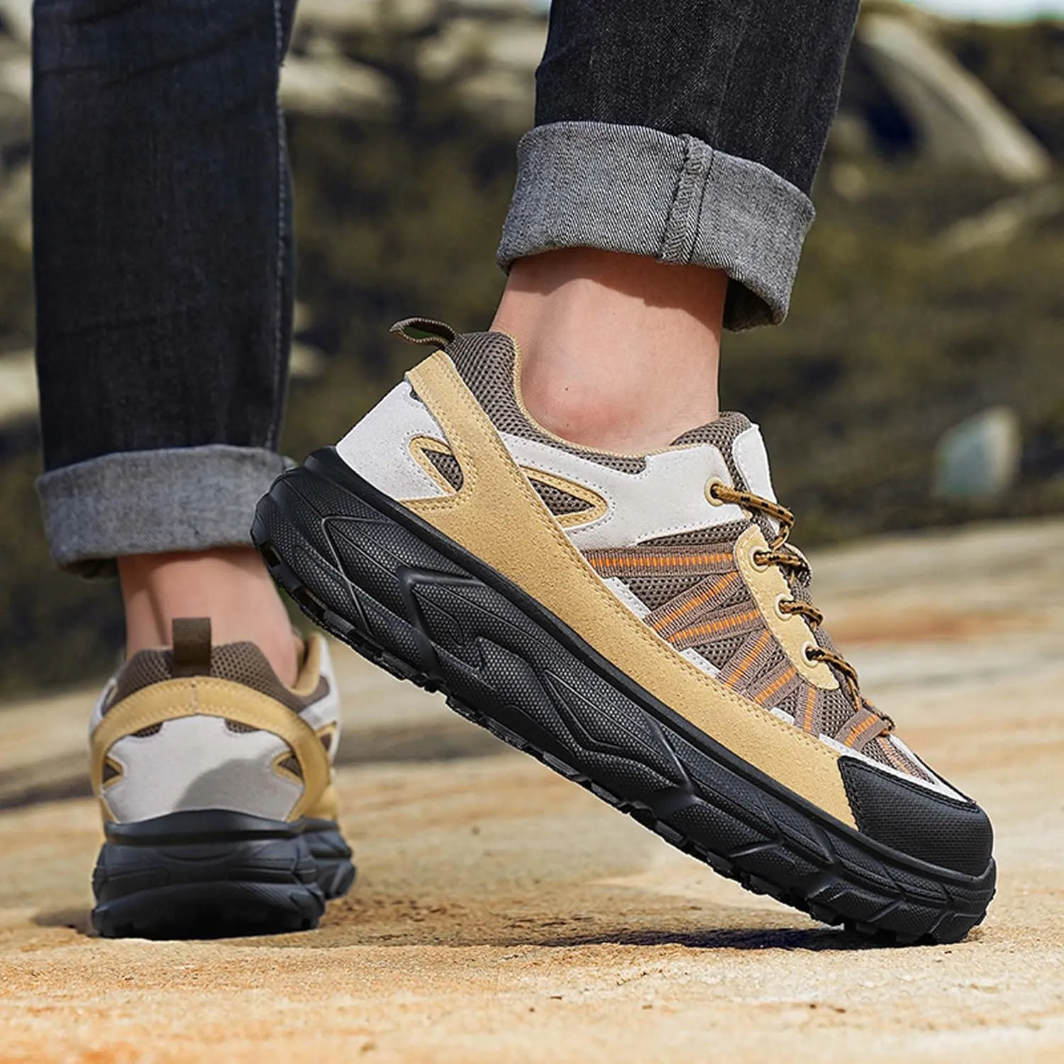 Large Size Hiking Shoes, Ultra Light Outdoor Leisure Rubber Sole, Four Season Sports Shoes