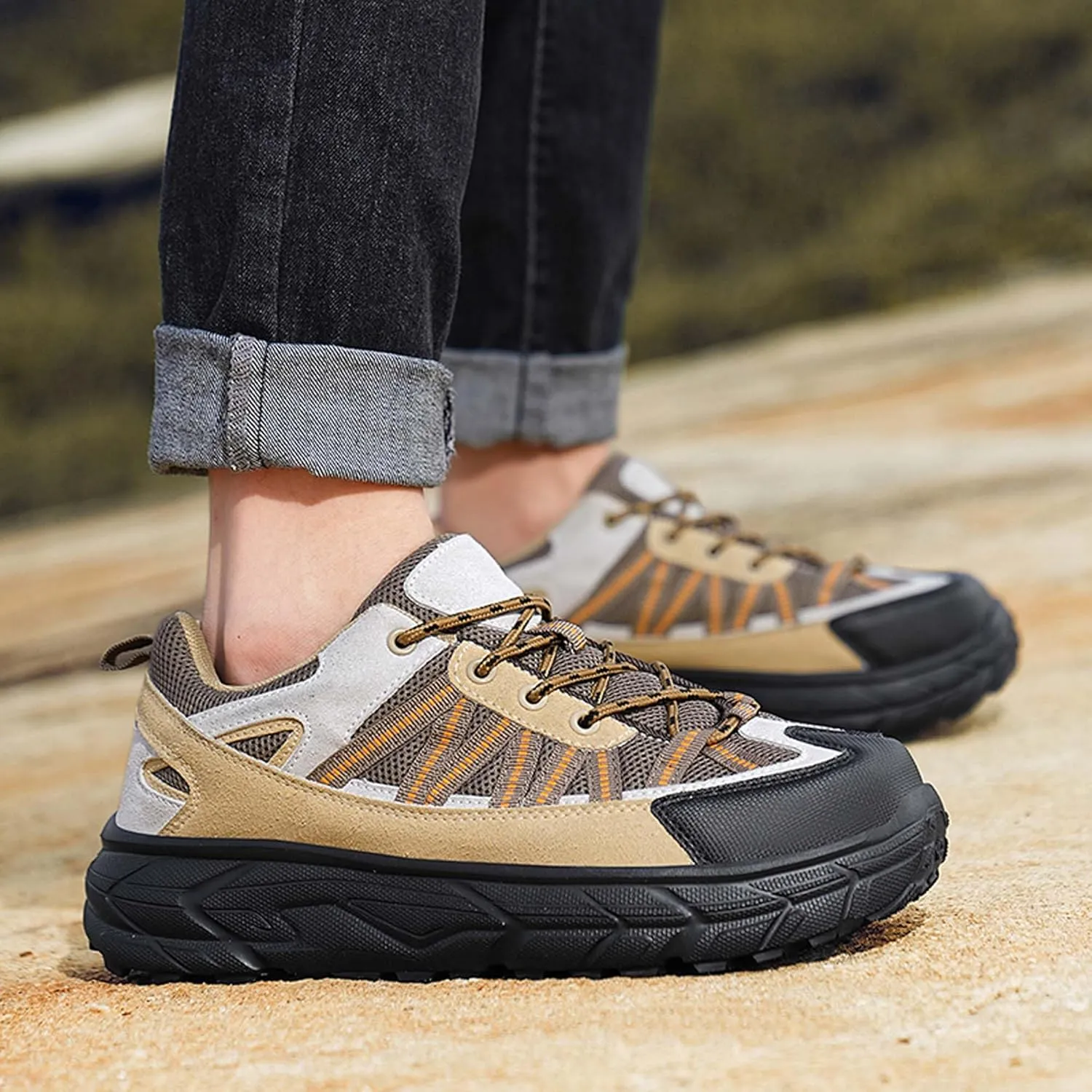 Large Size Hiking Shoes, Ultra Light Outdoor Leisure Rubber Sole, Four Season Sports Shoes