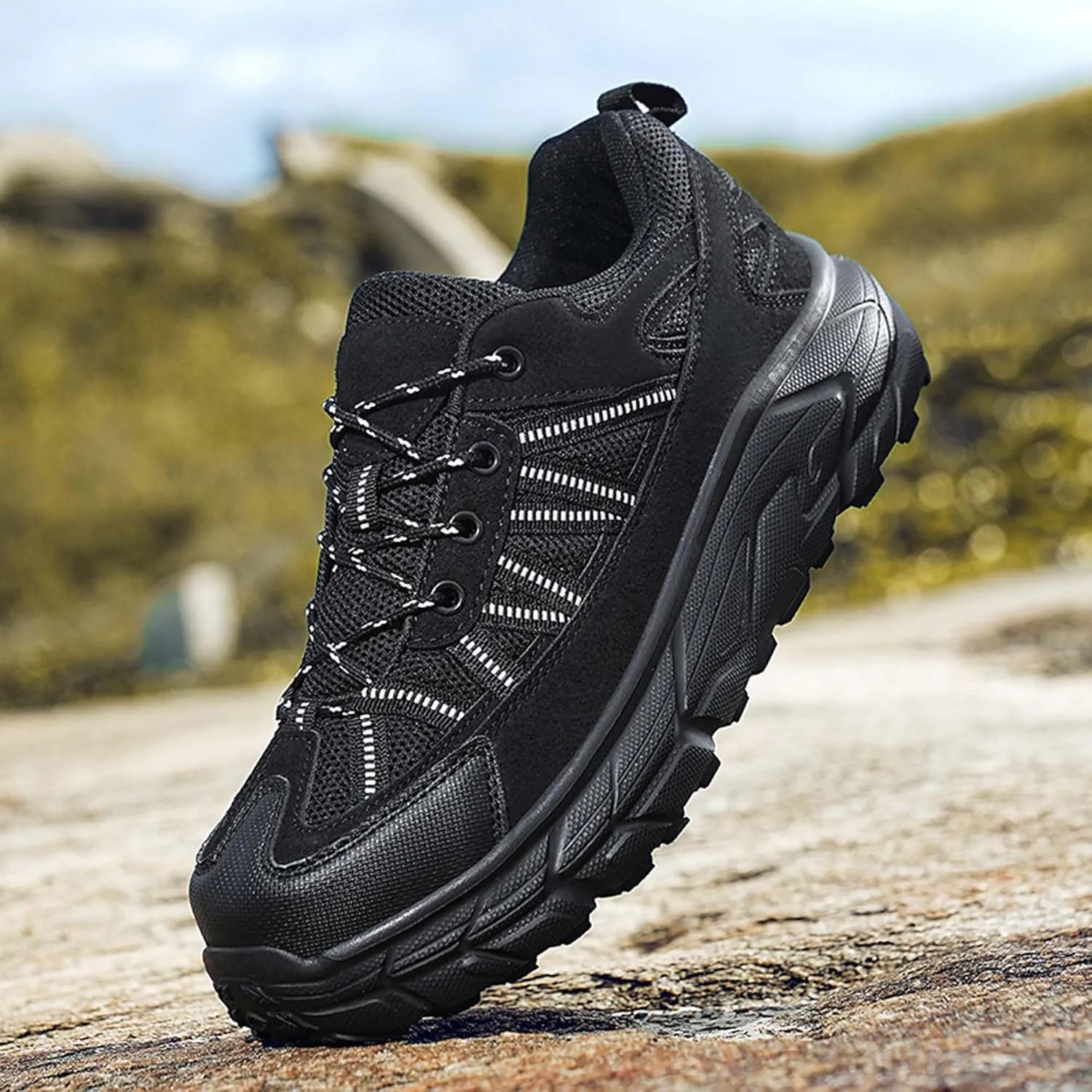 Large Size Hiking Shoes, Ultra Light Outdoor Leisure Rubber Sole, Four Season Sports Shoes