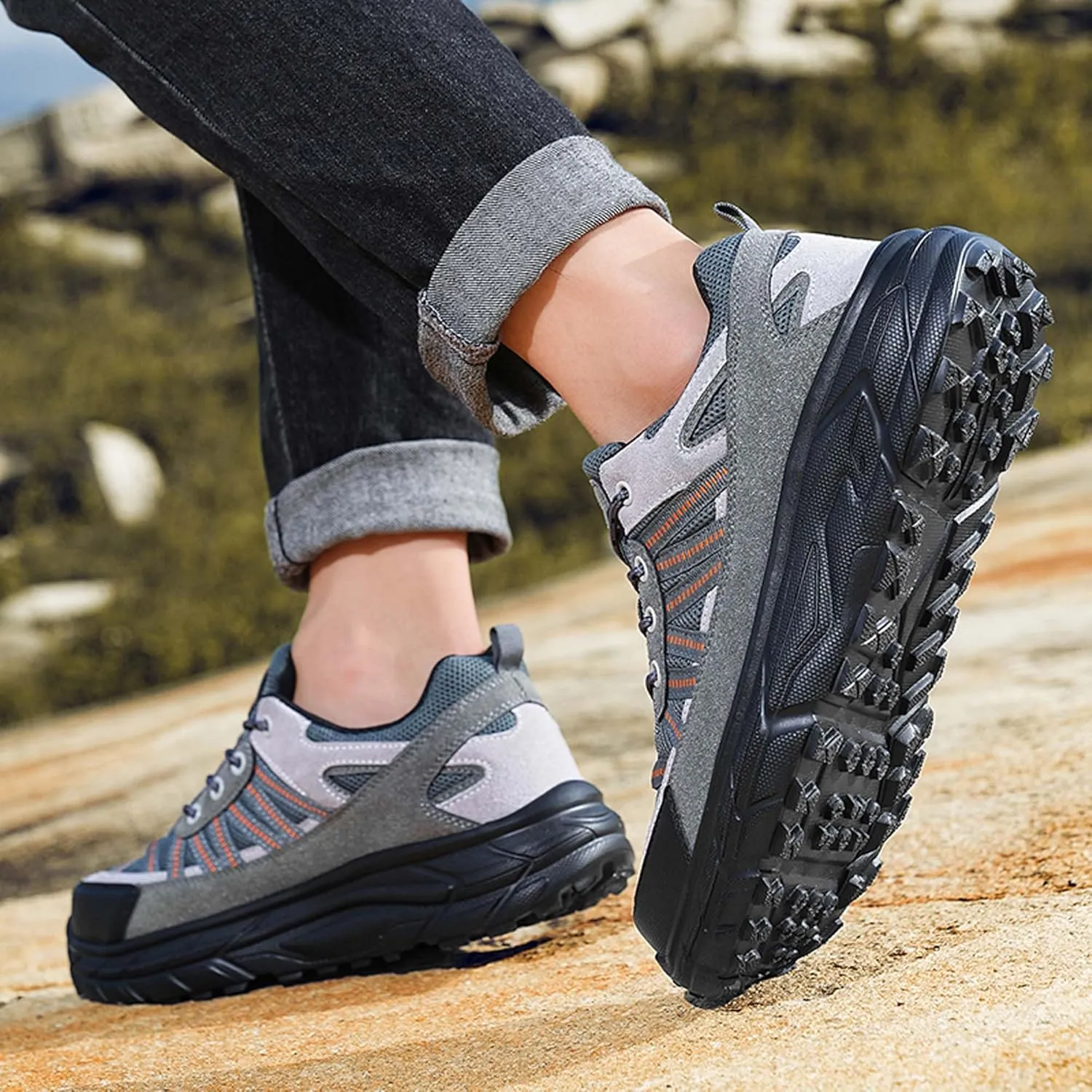 Large Size Hiking Shoes, Ultra Light Outdoor Leisure Rubber Sole, Four Season Sports Shoes