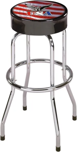 LARIN STUSA-1 USA Eagle Shop Stool - Swivel Padded Vinyl Seat, Chrome Legs, Patriotic Design - Perfect for Workshops, Garages, and More!