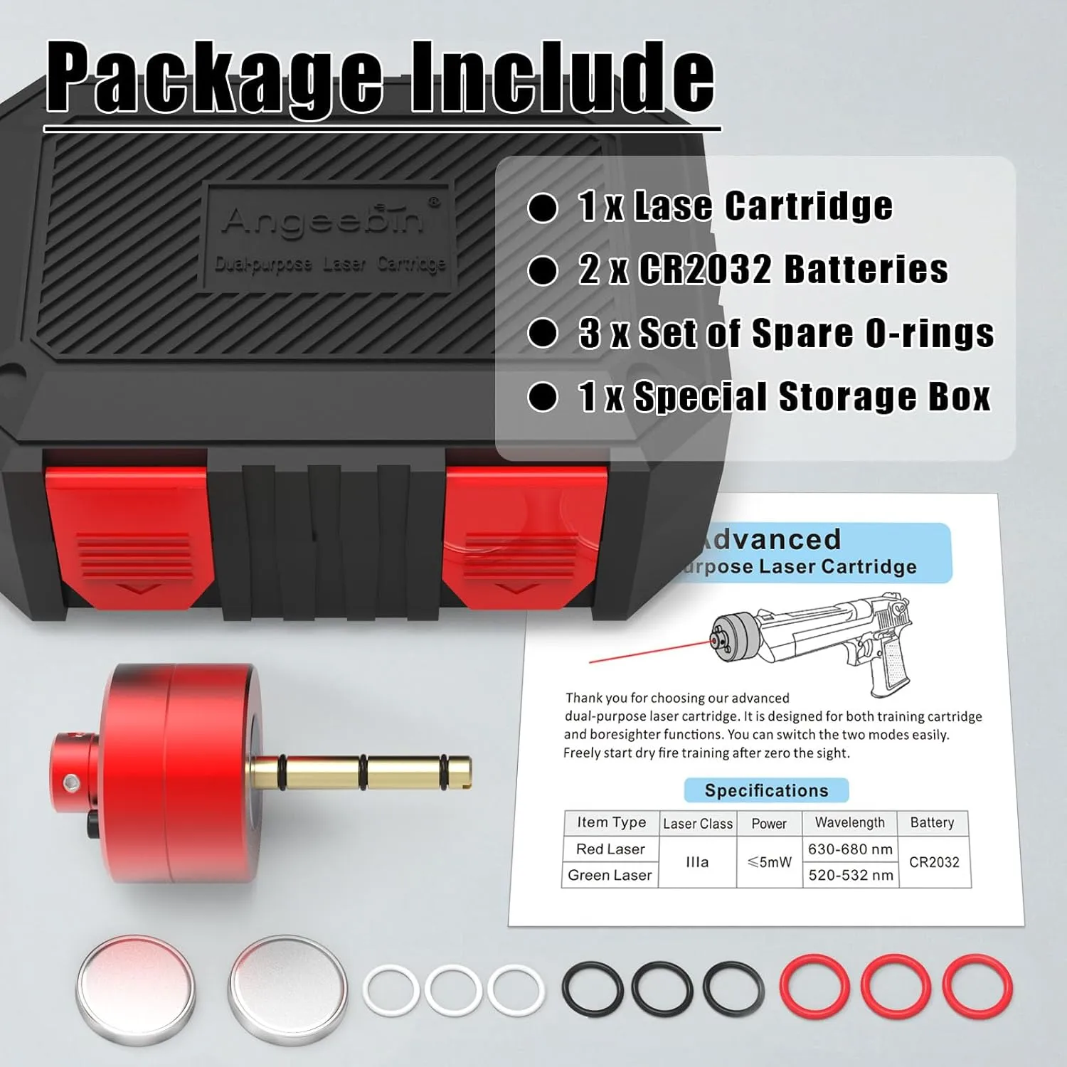 Laser Training Cartridge/Laser Target Suitable for Dry Fire Training, Laser Bullet with Spare Accessories