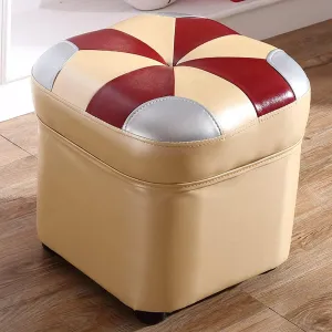 Leather Square Ottoman Petaloid Foot Rest for Living Room Bedroom,Sofa Low Stool Padded Seat,Cowhide Footstool Home Decor-D-14.2 * 15Inch
