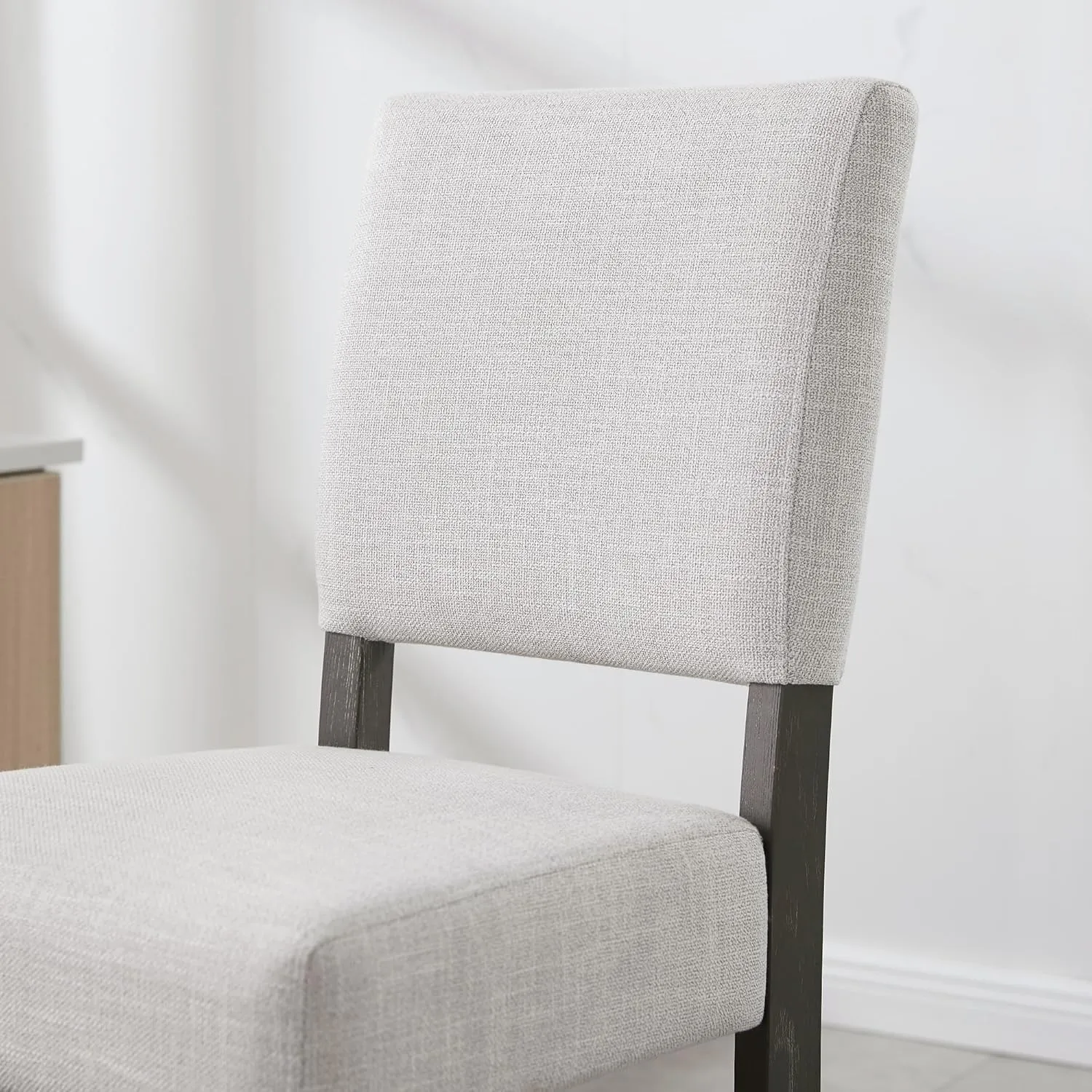 Leick Home 10087-BBHG Upholstered Back Bar Height Stool with Wood Base, Set of 2, for Elevated Kitchen Counters, High Top Tables, and Bars, Blackbean and Heather Gray