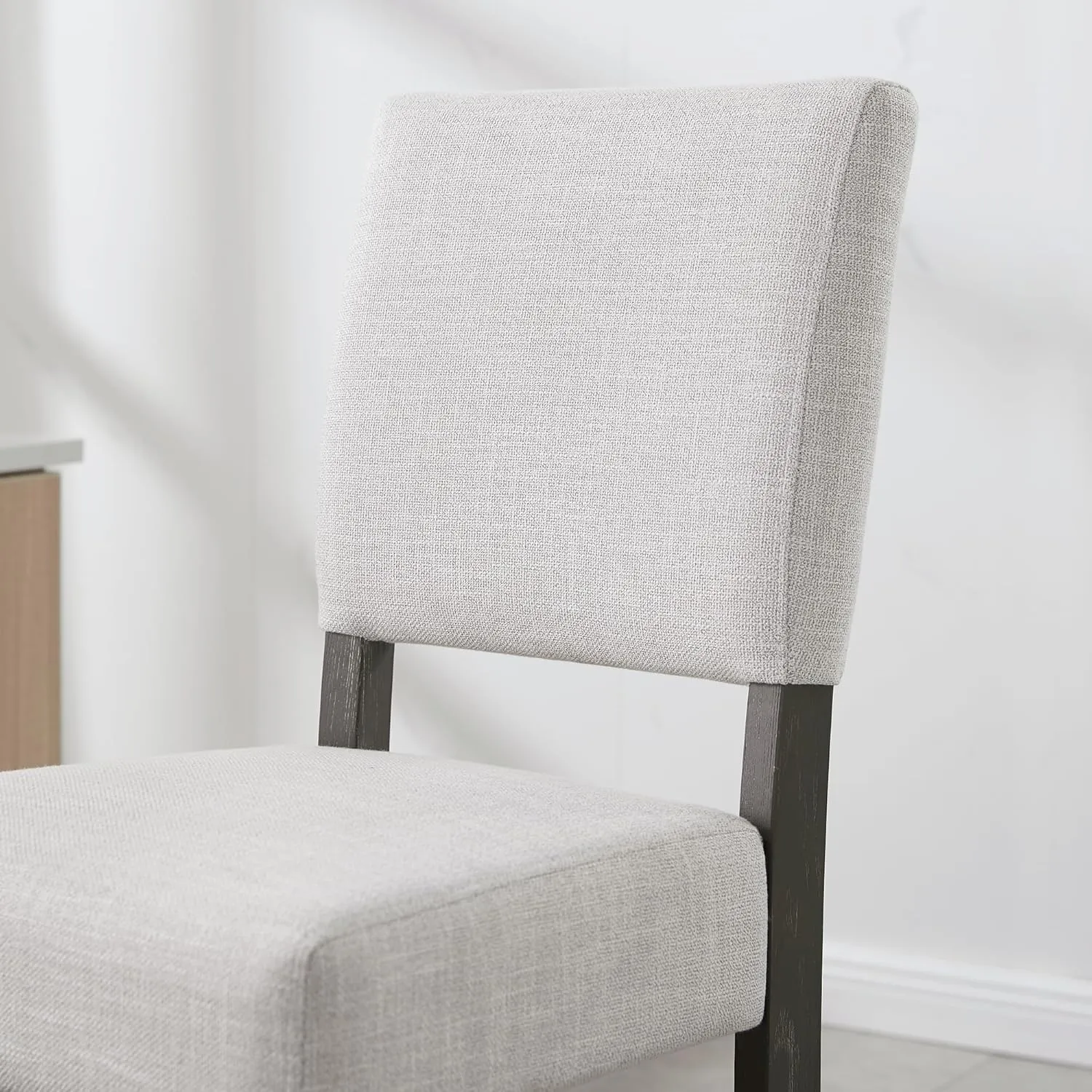 Leick Home 10087-BBHG Upholstered Back Bar Height Stool with Wood Base, Set of 2, for Elevated Kitchen Counters, High Top Tables, and Bars, Blackbean and Heather Gray