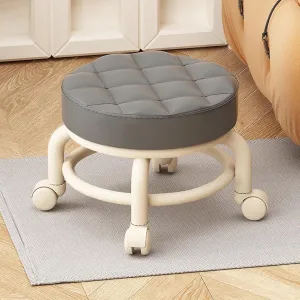 LeongLzt Low Stool with Wheels - Heavy-Duty Round Stool, 360-Degree Rotation, Universal Wheels for Home & Office - Guaranteed Durability