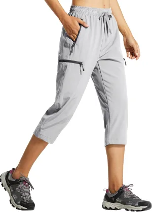 Libin Women's Capri Pants Lightweight Quick Dry Cargo Hiking Capris Travel Casual Outdoor Zipper Pockets
