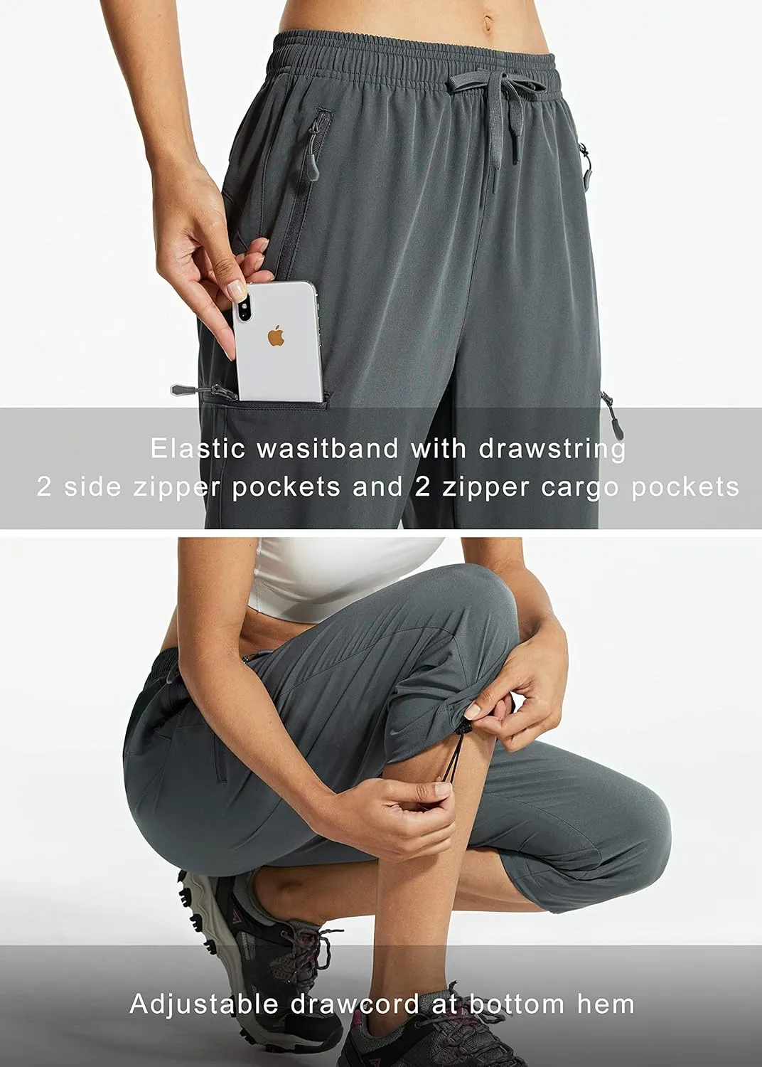 Libin Women's Capri Pants Lightweight Quick Dry Cargo Hiking Capris Travel Casual Outdoor Zipper Pockets
