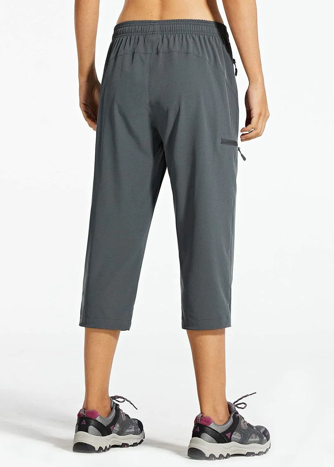 Libin Women's Capri Pants Lightweight Quick Dry Cargo Hiking Capris Travel Casual Outdoor Zipper Pockets