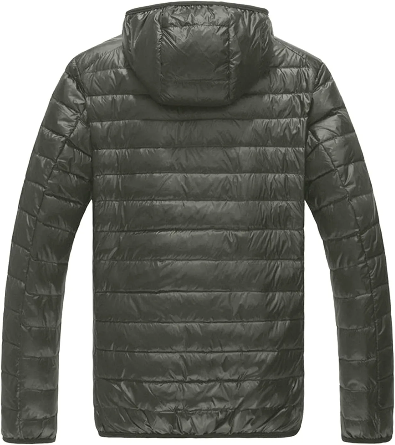 Lightweight Puffer Jacket for Men Slim Fit Casual Packable Hooded Jackets Warm Thicken Winter Full Zipper Padded Coats
