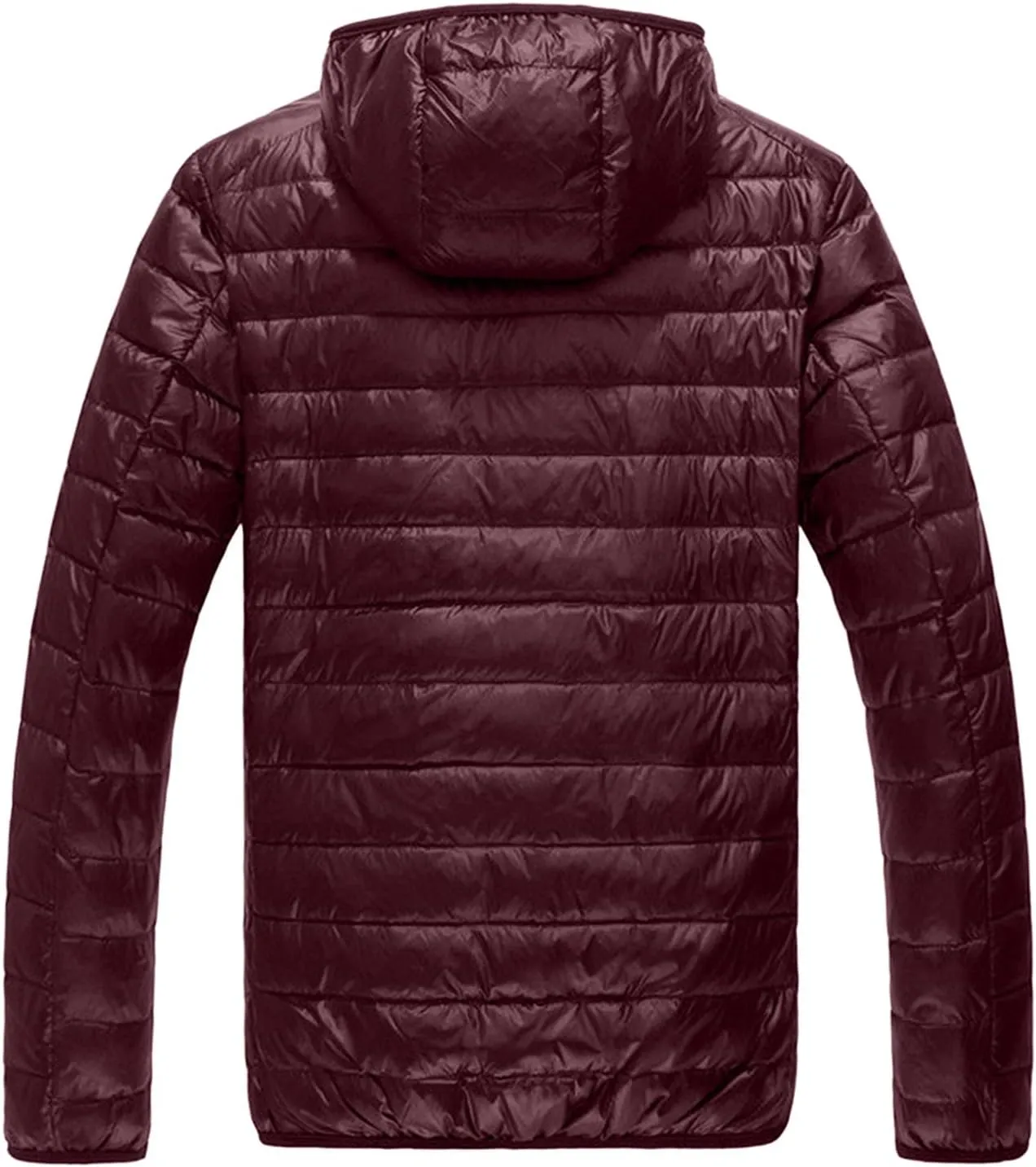 Lightweight Puffer Jacket for Men Slim Fit Casual Packable Hooded Jackets Warm Thicken Winter Full Zipper Padded Coats
