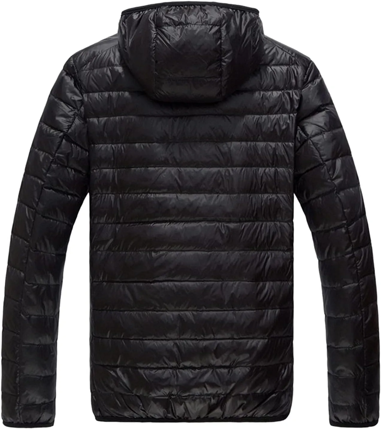 Lightweight Puffer Jacket for Men Slim Fit Casual Packable Hooded Jackets Warm Thicken Winter Full Zipper Padded Coats