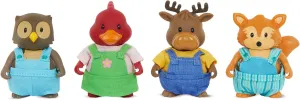 Li’l Woodzeez – Friendz Club Forest Set – Moose, Fox, Owl, Cardinal – Set of 4 Collectible Posable Doll Figures – Pretend Play Gift Toy for Kids Age 3 