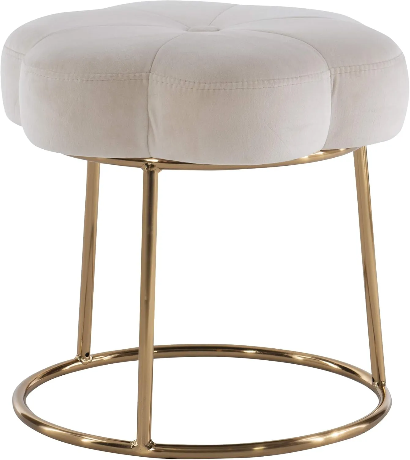 Linon White and Gold Vanity and Accent Talulah Stool