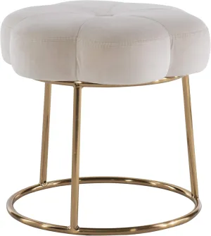 Linon White and Gold Vanity and Accent Talulah Stool