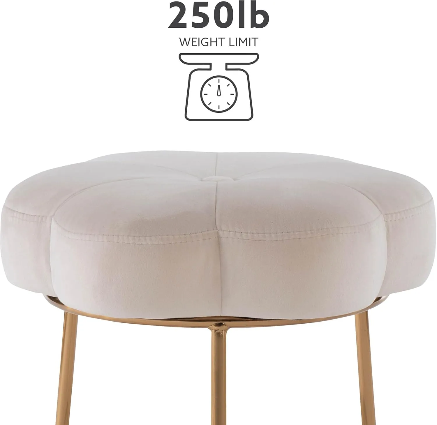 Linon White and Gold Vanity and Accent Talulah Stool