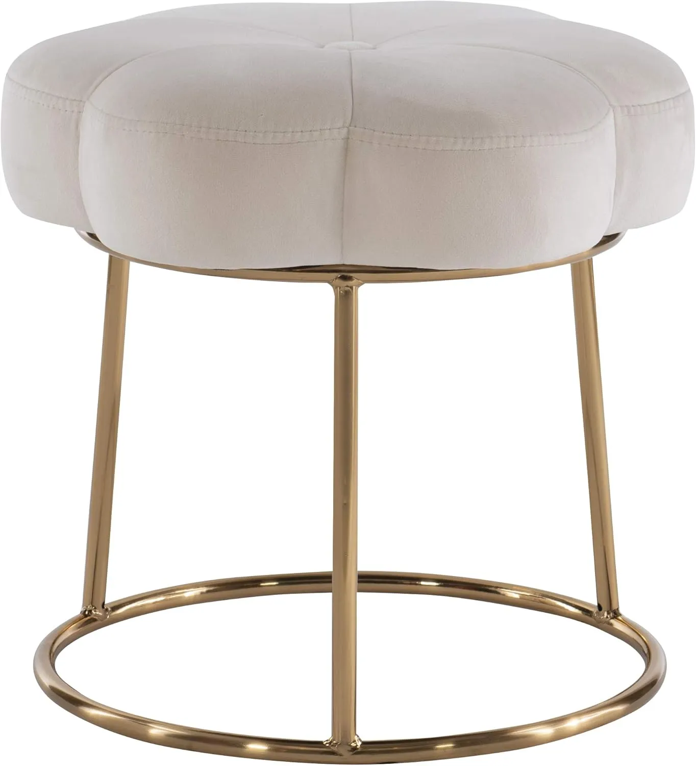 Linon White and Gold Vanity and Accent Talulah Stool