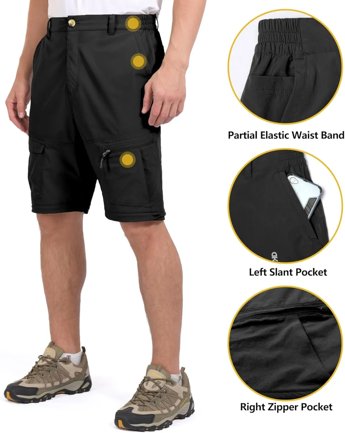 Little Donkey Andy Men's Stretch Convertible Pants, Zip-Off Quick-Dry Hiking Pants, UV Protection, Lightweight