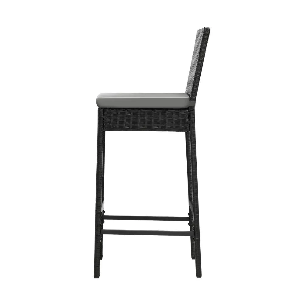Livsip Outdoor Rattan Bar Stools Patio Dinning Chairs Cafe Garden Furniture 2X