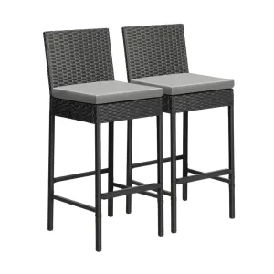 Livsip Outdoor Rattan Bar Stools Patio Dinning Chairs Cafe Garden Furniture 2X