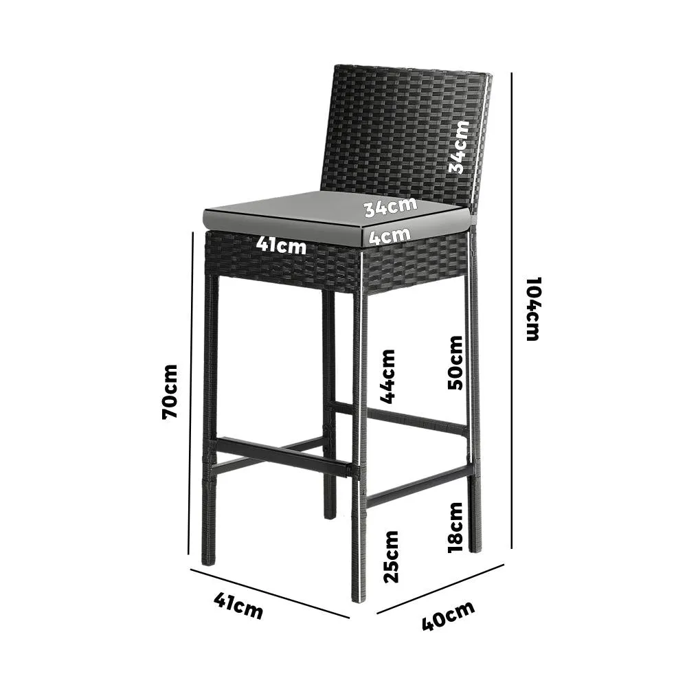 Livsip Outdoor Rattan Bar Stools Patio Dinning Chairs Cafe Garden Furniture 2X