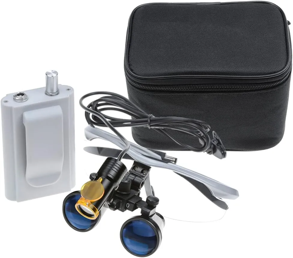 Loupes Magnifier Lab Binocular 3.5x420 Headlight Headlamp 5W Cloth Case