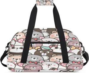 Lovely Bear Gym Duffel Bag for Men Women Cartoon Bear Sports Tote Bag with Adjustable Shoulder Strap for Dance Gymnastics Traveling Outdoor Camping Overnight Stay