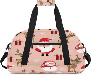 Lovely Elk Gym Duffel Bag for Men Women Santa Claus Sports Tote Bag with Adjustable Shoulder Strap for Dance Gymnastics Traveling Outdoor Camping Overnight Stay