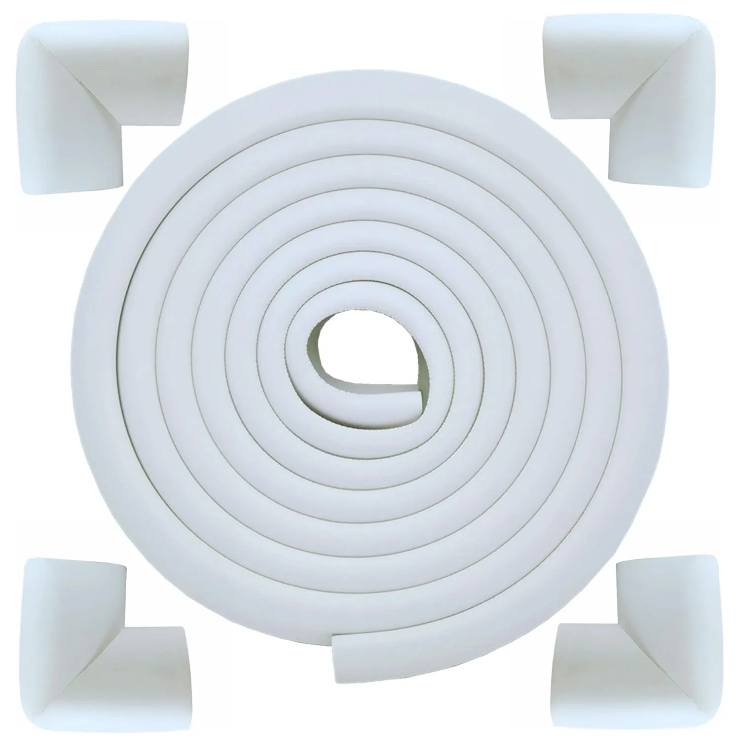 M2cbridge L Shape Extra Thick Furniture Table Edge Protectors Foam Baby Safety Bumper Guard (Off White(13.1ft Edge   4 Corners))